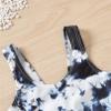 Moily Little Girls Tie Dye Bikini Set Tie Front Swim Crop Top with High Waisted Bottoms Beach Swimsuit Navy Blue 2-3 Years view 3