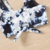 Moily Little Girls Tie Dye Bikini Set Tie Front Swim Crop Top with High Waisted Bottoms Beach Swimsuit Navy Blue 2-3 Years view 4