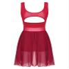 HULIJA Women Lyrical Dance Dress Contemporary Ballet Leotard Costume Illusion Chiffon High Low Skirted Dancewear Red XX-Large view 4