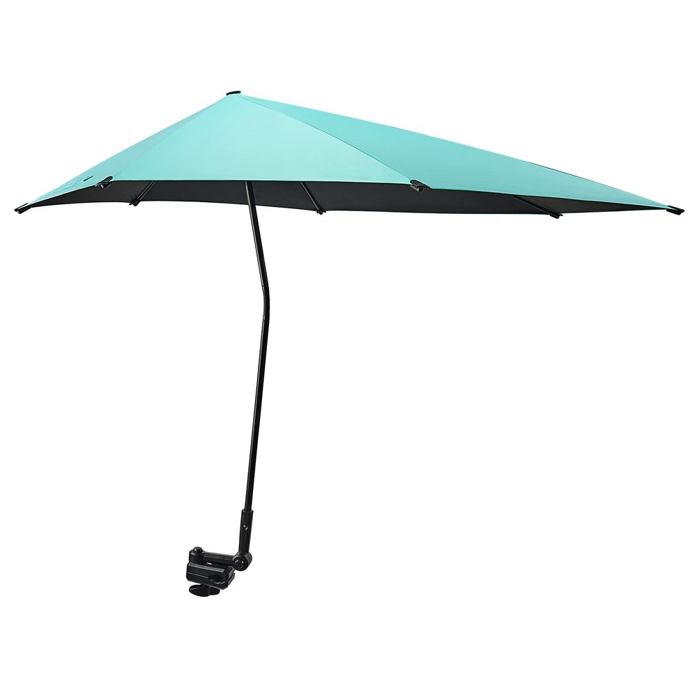 G4Free Adjustable Beach Umbrella XL with Universal Clamp Shaft for Chair Golf Cart Stroller Bleacher Patio (Lake Blue)