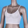 Agoky Womens Basic Solid Cami Spaghetti Sheer Mesh Layer Crop Tank Top Bra Lingerie Underwear White 3X-Large view 4