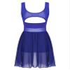 Aislor Women's Adult Lyrical Modern Contemporary Dance Dress V-Neck Asymmetric Chiffon Skirted Dress Royal Blue Small view 4