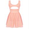 Aislor Women's Adult Lyrical Modern Contemporary Dance Dress V-Neck Asymmetric Chiffon Skirted Dress Pink Small view 4