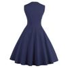 Women Elegant Vintage Spliced Polka Dot 1950s Rockabilly Audrey Hepburn Dress Summer Sleeveless Square Neckline Collect Waist 50's 60's Wedding Cocktail Party Swing Tea Dresses Navy Blue 4X-Large view 2