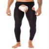 QinCiao Sissy Mens Glossy Sexy Hollow Out Stretchy Long Leggings Crotchless Pencil Pants Black One Size view 2