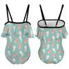 BAIKUTOUAN Kawaii Axolotl Pattern Girls' One Piece Swimsuit Adjustable Off Shoulder Bathing Suit Beach Ruffle Swimwear 9-11Y140cm view 3