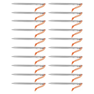 20pcs Tent Stakes, 7075 Camping Aluminum Alloy 9in Tent Pegs Heavy Duty Tent Peg with Ropes for Outdoor Camping Canopy(Silver White)