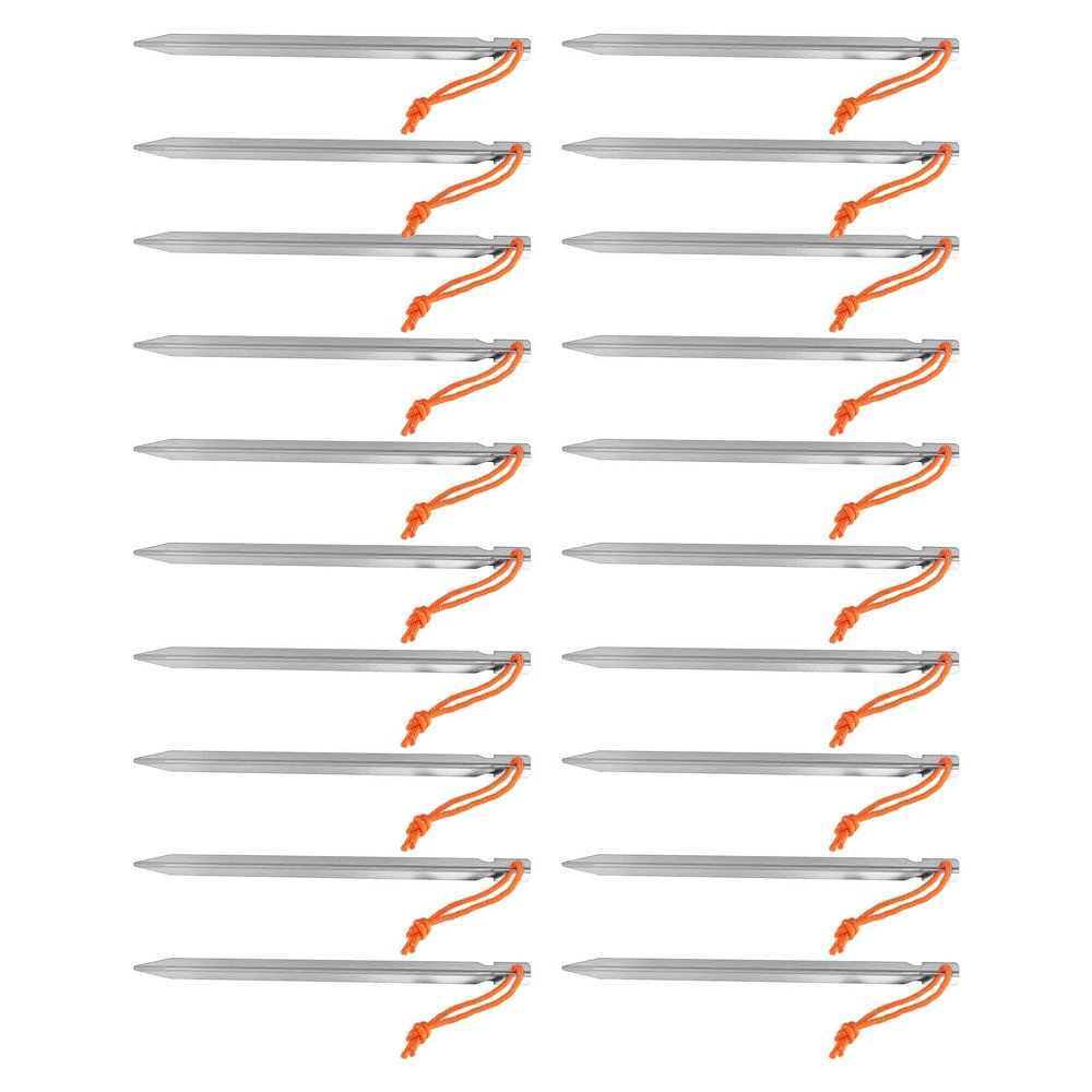 20pcs Tent Stakes, 7075 Camping Aluminum Alloy 9in Tent Pegs Heavy Duty Tent Peg with Ropes for Outdoor Camping Canopy(Silver White)