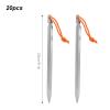 20pcs Tent Stakes, 7075 Camping Aluminum Alloy 9in Tent Pegs Heavy Duty Tent Peg with Ropes for Outdoor Camping Canopy(Silver White) view 2