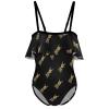 BAIKUTOUAN Rock Roll Girls' One Piece Swimsuit Adjustable Off Shoulder Bathing Suit Beach Ruffle Swimwear 9-11Y140cm view 1