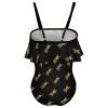 BAIKUTOUAN Rock Roll Girls' One Piece Swimsuit Adjustable Off Shoulder Bathing Suit Beach Ruffle Swimwear 9-11Y140cm view 2