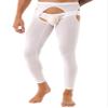 QinCiao Sissy Mens Glossy Sexy Hollow Out Stretchy Long Leggings Crotchless Pencil Pants White One Size view 3