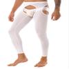 QinCiao Sissy Mens Glossy Sexy Hollow Out Stretchy Long Leggings Crotchless Pencil Pants White One Size view 4