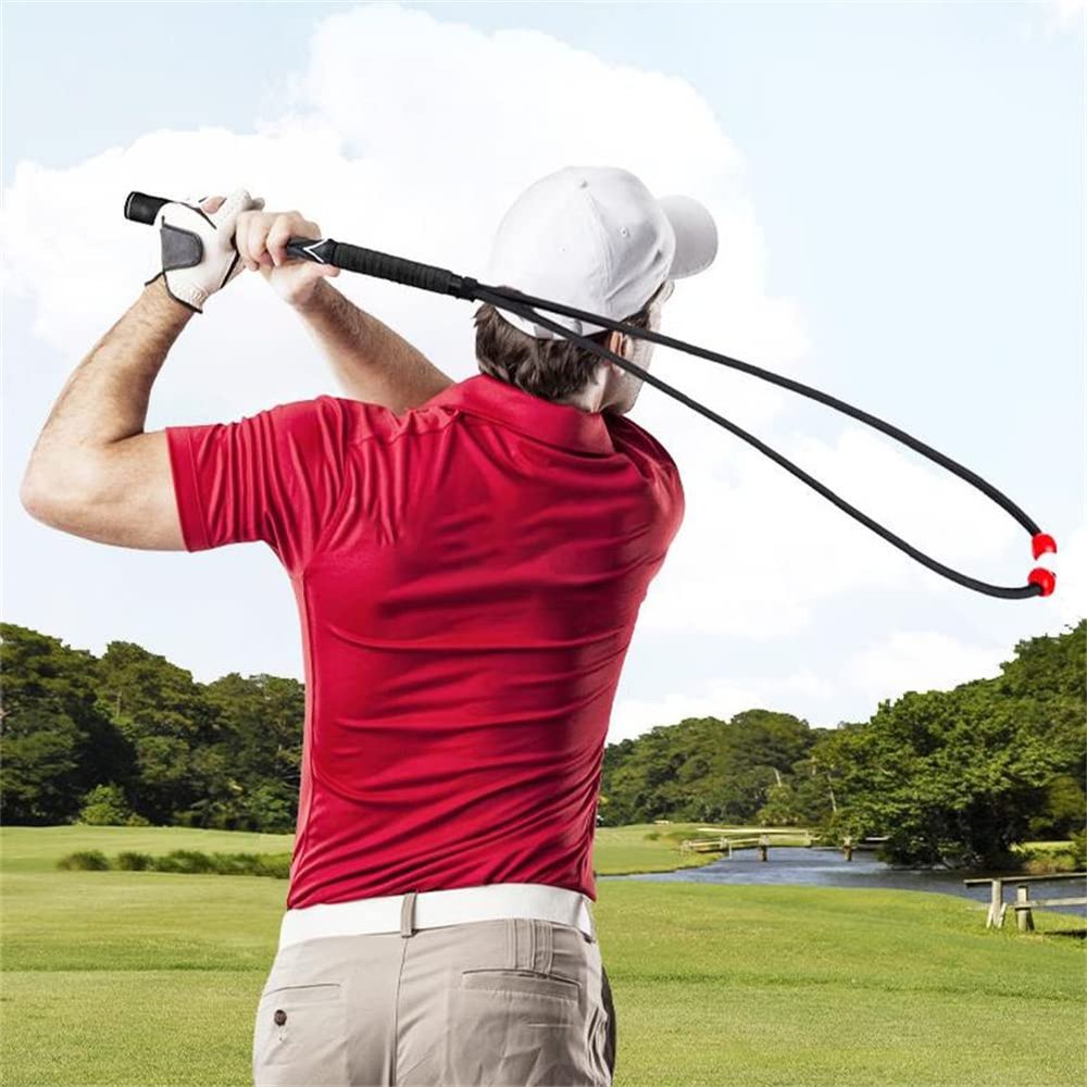 LIZHOUMIL Golf Swing Trainer, Golf Swing Trainer Aids Set, Distance Rope Improve Swing Speed Lagging Rhythm, Golf Warm-Up Stick for Strength & Tempo Training Arm Band for Golf Beginner Black