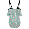 BAIKUTOUAN Kawaii Axolotl Pattern Girls' One Piece Swimsuit Adjustable Off Shoulder Bathing Suit Beach Ruffle Swimwear 7-9Y120cm view 1