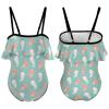 BAIKUTOUAN Kawaii Axolotl Pattern Girls' One Piece Swimsuit Adjustable Off Shoulder Bathing Suit Beach Ruffle Swimwear 7-9Y120cm view 3