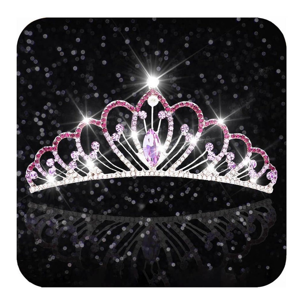 Kilshye Silver Tiara Comb Rhinestone Tiaras Hair Comb Wedding Bridal Crown Headband Birthday Hairpiece for Women (Purple)