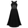 Fldy Kids Girls Floral Lace Flower Dress Wedding Party Bridesmaid Maxi Long Dress Elegant Halter Chiffon Dress Ball Gown Black 10 Years view 2
