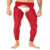 QinCiao Sissy Mens Glossy Sexy Hollow Out Stretchy Long Leggings Crotchless Pencil Pants Red One Size view 1