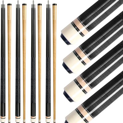AKLOT Pool Cues,Set of 4 Pool 58" Cue Sticks Canadian Maple Wood Cue Stick for Professional Billiard Players 21oz