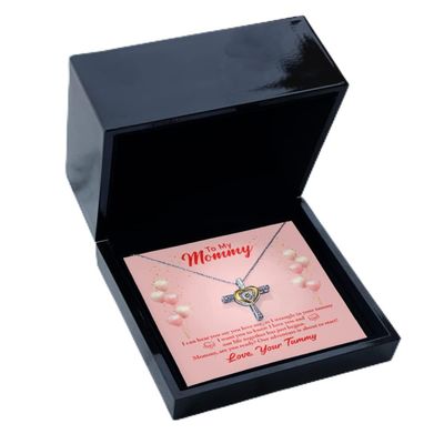 zapbest Cross Dancing Necklace Luxury Box to My Mummy, Mothers Day Necklace, Mothers Birthday Necklace, from Son, Daughter, Mom Anniversary, Cross Dancing N