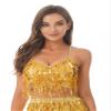 Linjinx Women's Belly Dance Costume Glitter Sequin Bras Tassel Fringe Top Party Festival Club Wear Crop Tops Gold Large view 1