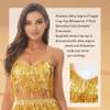 Linjinx Women's Belly Dance Costume Glitter Sequin Bras Tassel Fringe Top Party Festival Club Wear Crop Tops Gold Large view 4