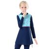 Muslim Swimsuits for Girls Butterfly Long Sleeve Bathing Suits Top Swimming Pants Full Coverage Islamic Hijab Burkini Modest Swimwear Surfing Rash Guard SetsNavy Blue-Butterfly 11-12 Years view 4