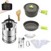 13PCs Camping Cookware Mess Kit Portable Outdoor Cooking Supplies for Backpacking Outdoor Hiking and Picnic Folding Combination Set,Green view 1