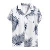 Men's Casual Button Down Short Sleeve Shirts Summer Beach Regular-Fit Vintage Printed Tops Vacation Hawaiian Shirt Pocket Blue view 1