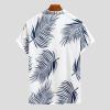 Men's Casual Button Down Short Sleeve Shirts Summer Beach Regular-Fit Vintage Printed Tops Vacation Hawaiian Shirt Pocket Blue view 3