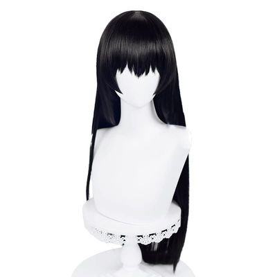 osseoca Cosplay wig black 80cm Long Straight Halloween Carnival Comic Exhibition Cosplay Hair Natural COS Ombre Wigs with Bangs