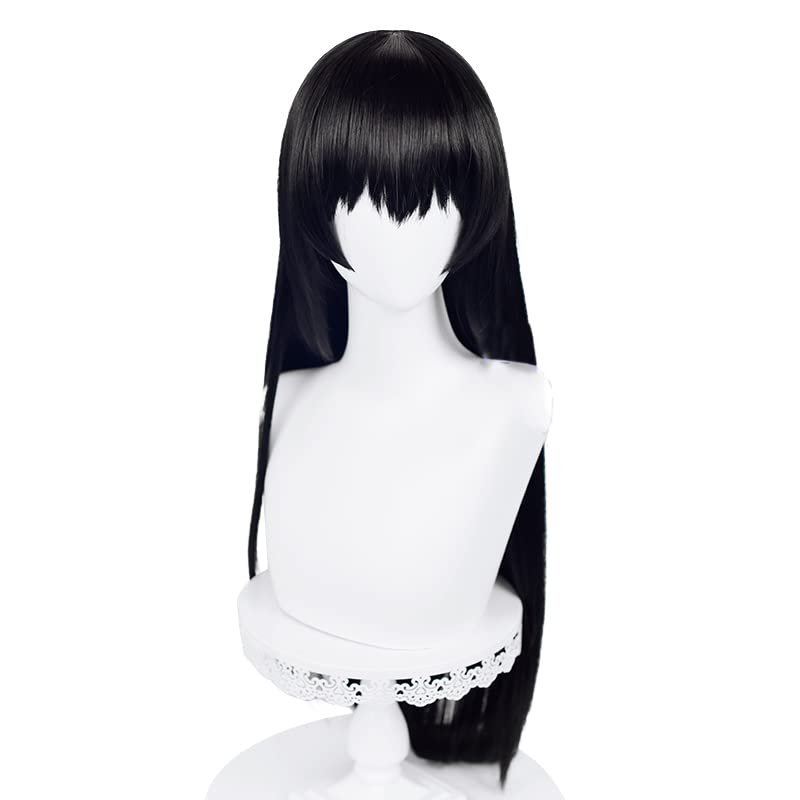 osseoca Cosplay wig black 80cm Long Straight Halloween Carnival Comic Exhibition Cosplay Hair Natural COS Ombre Wigs with Bangs