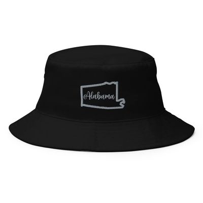 Alabama Bucket Hat, Alabama hat, Embroidered Alabama Hats for Men and Women, Alabama Gifts. Black