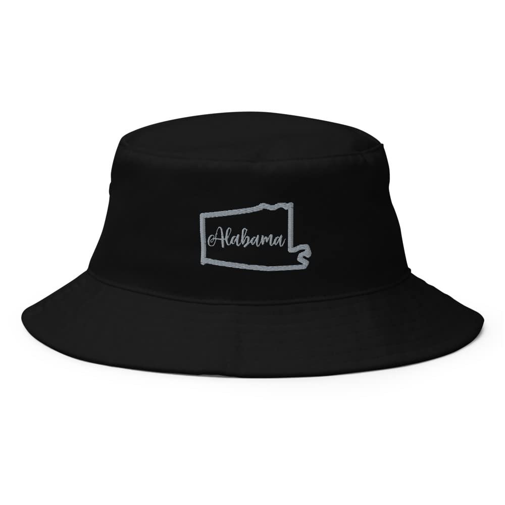 Alabama Bucket Hat, Alabama hat, Embroidered Alabama Hats for Men and Women, Alabama Gifts. Black