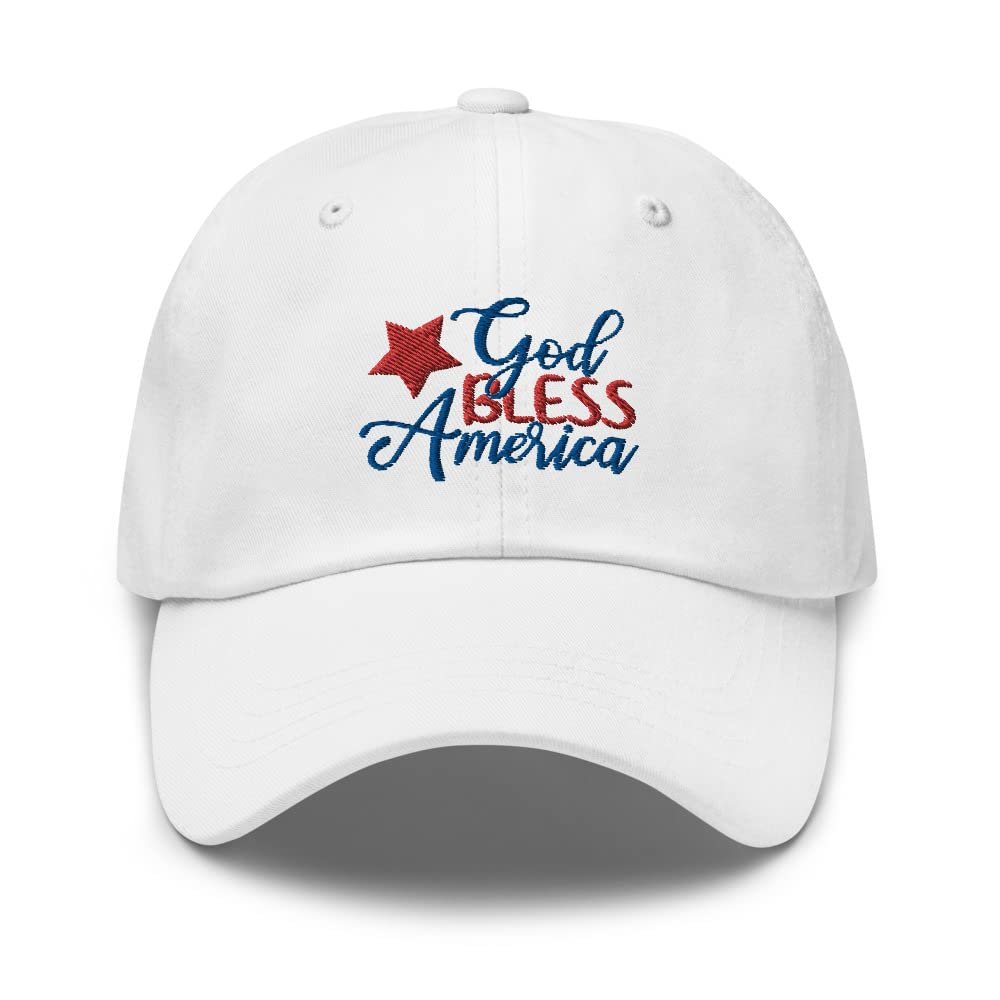 4th of July hat, Embroidered 4th of July Hats for Women, Men, 4th of July Gifts, God Bless America hat. White