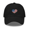 4th of July hat, Embroidered 4th of July Hats for Women, Men, 4th of July Gifts, American Flag Heart hat. Black view 1