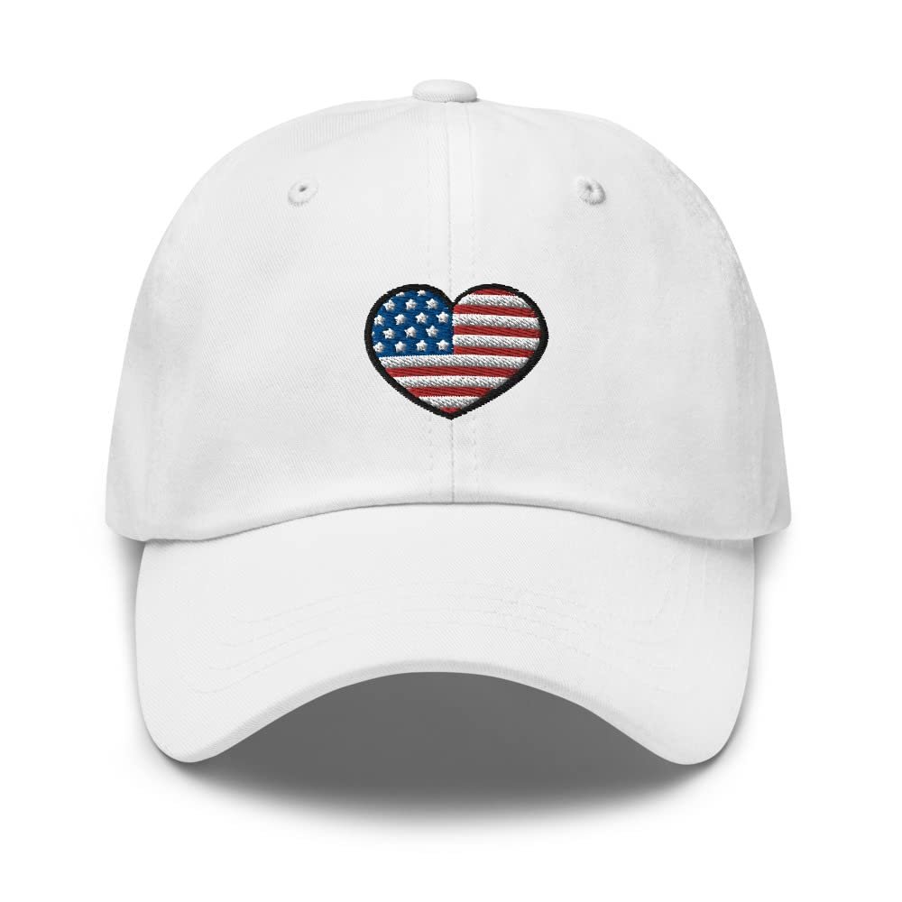 4th of July hat, Embroidered 4th of July Hats for Women, Men, 4th of July Gifts, American Flag Heart hat. White