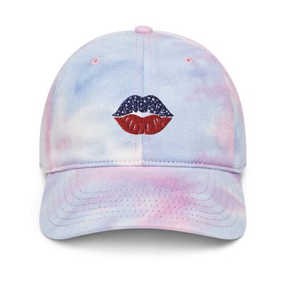 4th of July hat, Embroidered 4th of July Hats for Women, Men, 4th of July Gifts, Funny 4th of July Hats, Lips tie dye hat.