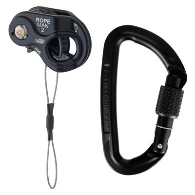 Wild Country Ropeman 2 Ascender + Session Locking Carabiner - Lightweight Rope Clamp for Climbing, Hunting, Tree Climbing, & Rigging - Black - One Size