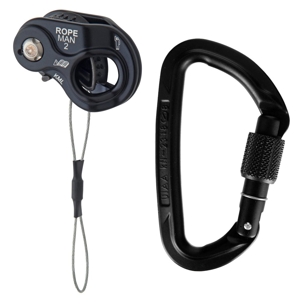 Wild Country Ropeman 2 Ascender + Session Locking Carabiner - Lightweight Rope Clamp for Climbing, Hunting, Tree Climbing, & Rigging - Black - One Size