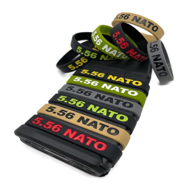 556 5.56mm Magazine Mag ID Silicone Band Multi Color Thick & Durable (Pack of 5) (OD Green)