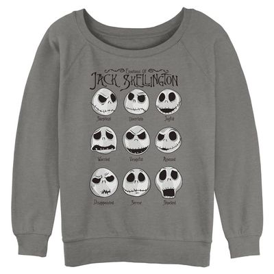 Disney The Nightmare Before Christmas Jack Emotions Junior's Raglan Pullover with Coverstitch