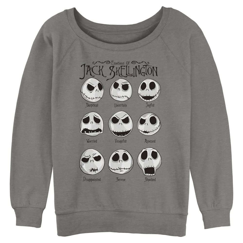 Disney The Nightmare Before Christmas Jack Emotions Junior's Raglan Pullover with Coverstitch