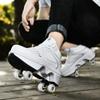 Pairobin 2-in-1 Roller Skates Shoes with Retractable 4 Wheels & Pop-Out Deformation Sneakers Outdoor Sports Skating Shoes for Girls Boys, High-top White, 7 view 2