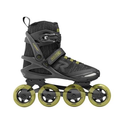 Roces Men's Warp Thread TIF Outdoor Breathable Fitness Comfortable Inline Skates | Memory Buckle, Easy Entry Boots, Glass Fiber Reinforced Shell 84mm 82A Wheels, Black/Olive Green, 10