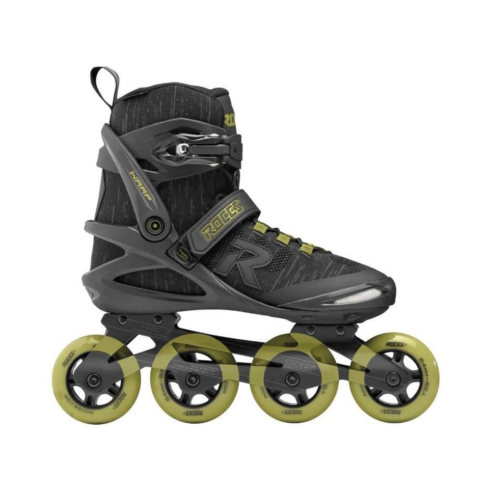 Roces Men's Warp Thread TIF Outdoor Breathable Fitness Comfortable Inline Skates | Memory Buckle, Easy Entry Boots, Glass Fiber Reinforced Shell 84mm 82A Wheels, Black/Olive Green, 10