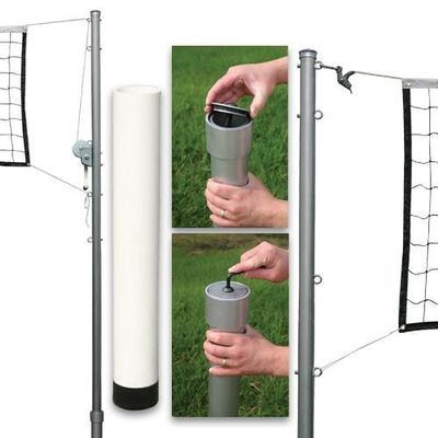 Athletic Connection Outdoor Volleyball Package, Rope Top Cable and Steel Ground Sleeves with Cap