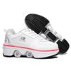 2-in-1 Roller Skates Shoes with Retractable 4 Wheels & Pop-Out Deformation Sneakers Outdoor Sports Skating Shoes for Girls Boys view 1