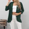 Women's Classic 3/4 Sleeve Short Cardigans Casual Lightweight Draped Soft Kimono Cardigans Summer Bolero Cover Ups Green view 2